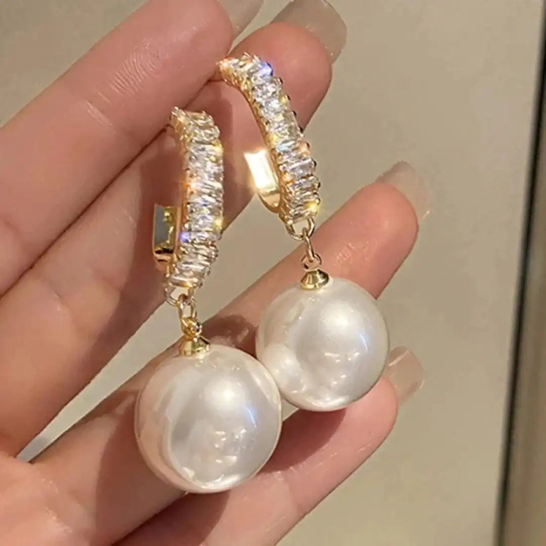 Elegant Pearl and Zirconia Earrings