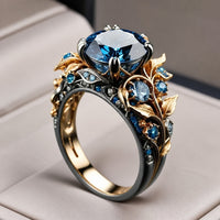 Azure Bloom Crystal Flower Ring