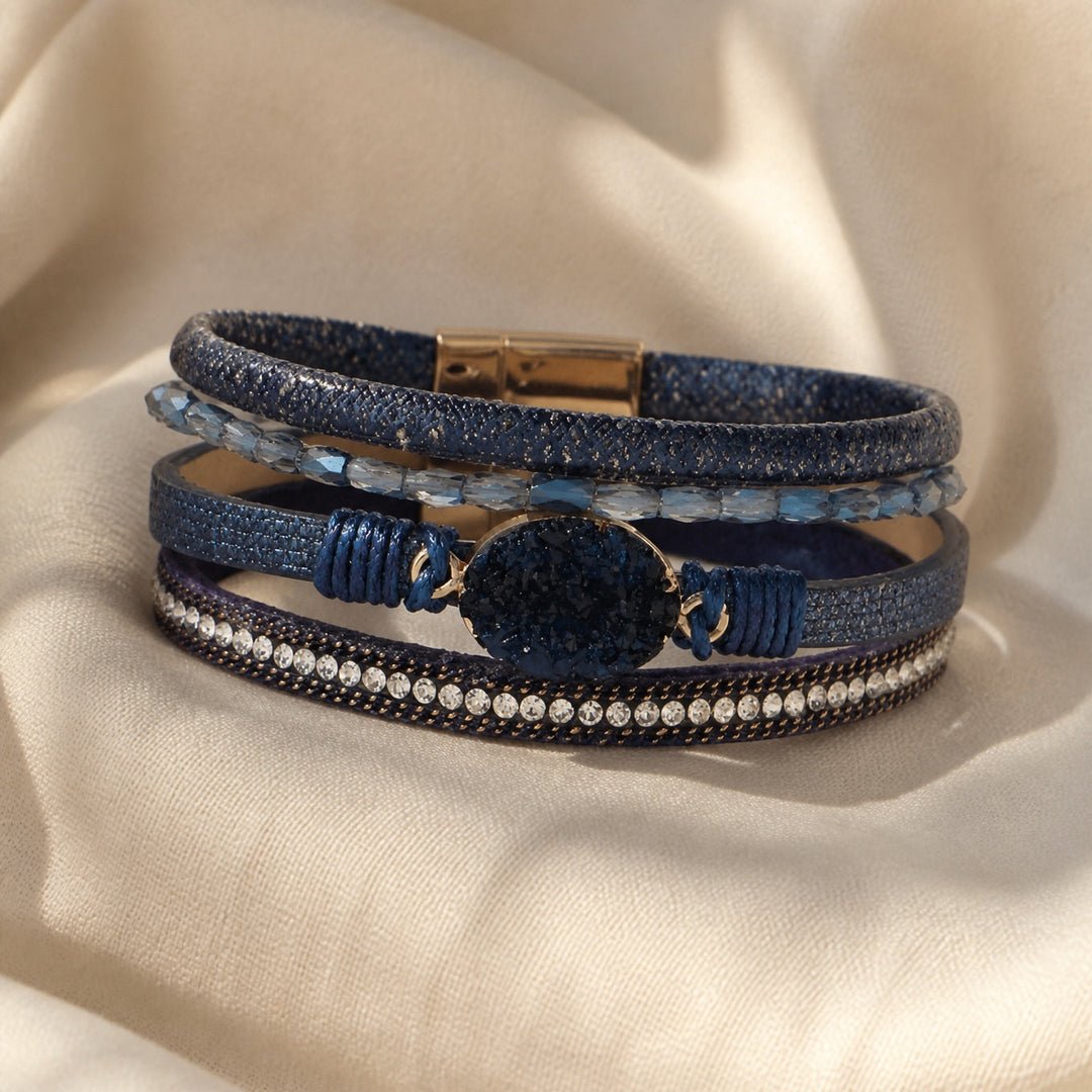 Triple Stone Multilayer Braided Bracelet