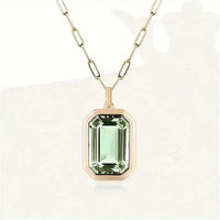 Elegant Emerald Paperclip Link Necklace