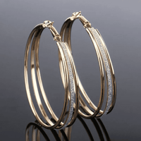 Gold Retro Hoop Earrings