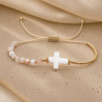 Graceful White Cross Bracelet