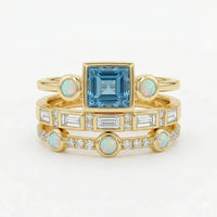 Vintage Blue Crystal Ring Set