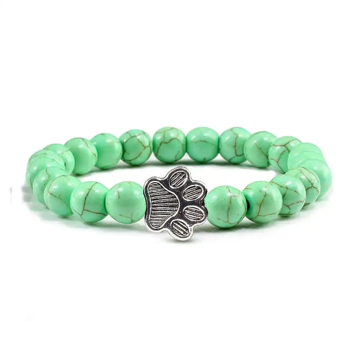 Beaded Paw Bracelet Natural Stone Design