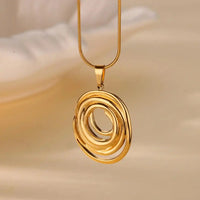 Hollow Geometric Oval Necklace in Gold and Silver