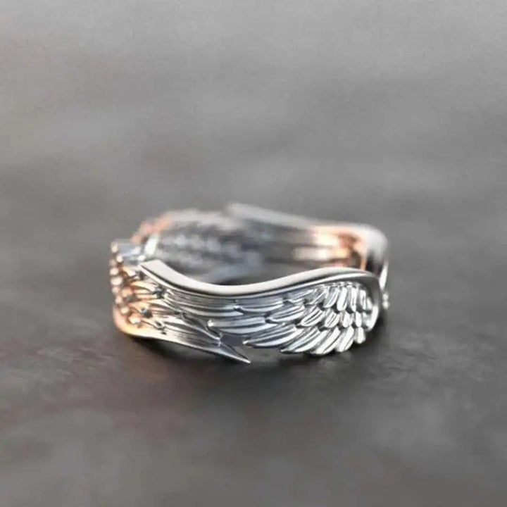 Silver Angel Wings Adjustable Ring