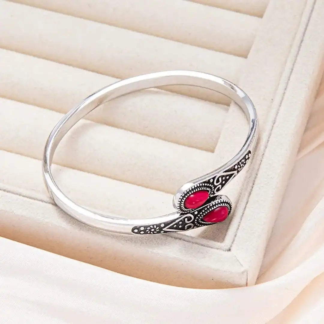 Vintage Bracelet with Colourful Gems and Tribal Design