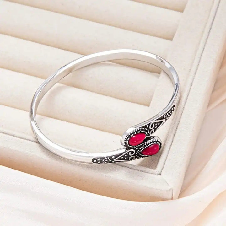 Vintage Bracelet with Colourful Gems and Tribal Design
