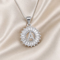 White Gold Initial Letter Zirconia Necklace