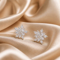 White Gold Snowflake Earrings
