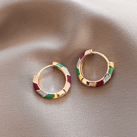 Chic Golden Enamel Earrings