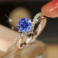 Exotic Crystal Blue Ring