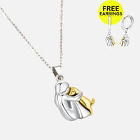 Hug Pendant Necklace + Free Earrings